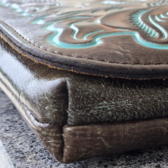 Patricia Nash Turquoise Leather Crossbody Bag - Picture 6 of 11